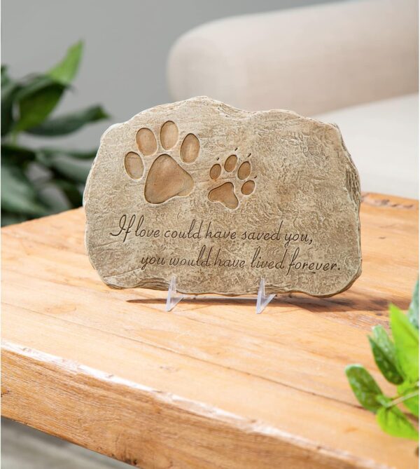 Evergreen Pet Paw Print If Love Could Have Saved You Garden Memorial Stone | Outdoor Safe | 12-Inch | Rainbow Bridge | Rememberance for Lost Love One - Image 2