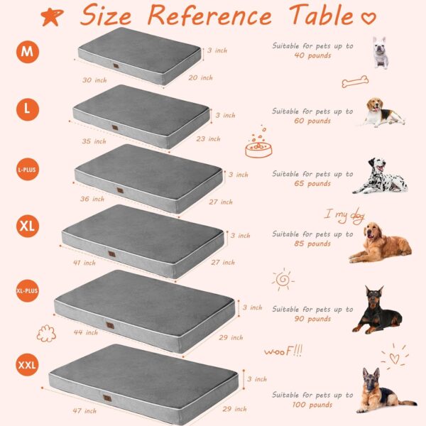 EHEYCIGA Orthopedic Memory Foam Dog Beds for Large Dogs with Removable Waterproof Liner, Grey, 35x23 - Image 6