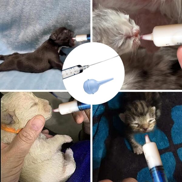 11 Pcs Puppy Kitten Feeding Tube Kit, Pet Feeding Supplies Kit Includes 5 Pcs Kitten Feeding Syringe 5 ML 10 ML 20 ML 30 ML 60 ML 5 Pcs 8 FR Transparently Feeding Tubes, Bulb Syringe for Small Animals - Image 8