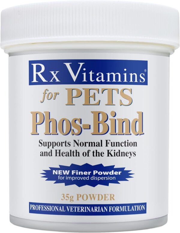 Rx Vitamins Phos-Bind - Kidney Support Supplement Powder - Phosphate Binder for Cats & Dogs for Kidney Health - Supports Normal Kidney Cleanse and Essential Kidney Care - 35g