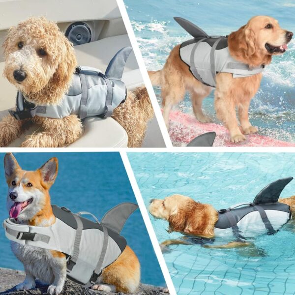 Doglay Dog Life Jacket Shark, Ripstop Dog Life Vests for Swimming Boating with High Buoyancy and Rescue Handle, Adjustable Dog Life Jacket Pet Flotation Vest for Small Medium Large Dogs. - Image 4