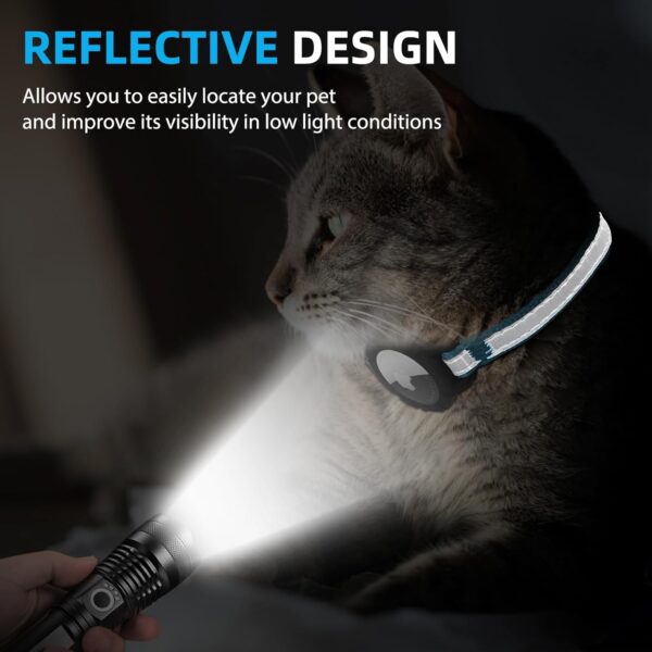 Airtag Cat Collar Breakaway with QR Code Name Tag, Reflective cat Collar airtag Holder with Bell, Cat ID Tag Personalized, Ultra-Durable, Adjustable, Quick Release, Fits Small Large Cats (8.5-11.5") - Image 5