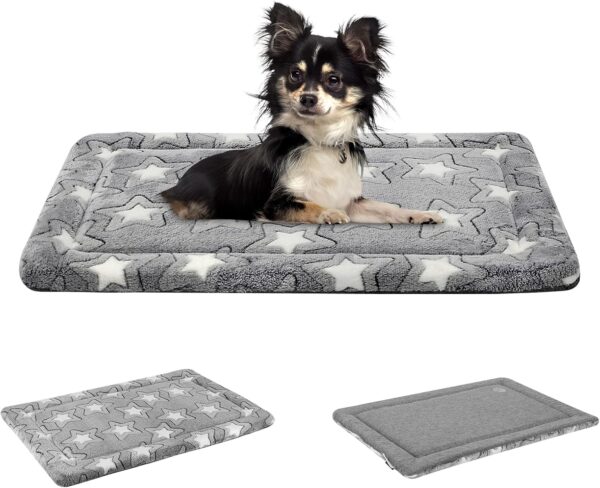 EMPSIGN Dog Bed Mat Dog Crate Pad Reversible (Cool & Warm), Machine Washable Dog Crate Mat, Kennel Pad for Dog Sleeping Mattress for Large Medium Small Dogs, Grey