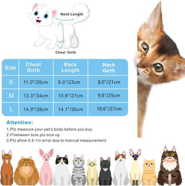 Idepet Cat Surgery Recovery Suit Kitten Onesie for Cats After Surgery Female Breathable Kitty Spay Suit for Abdominal Wound Skin Diseases E-Collar Alternative Wear(Blue,S) - Image 6