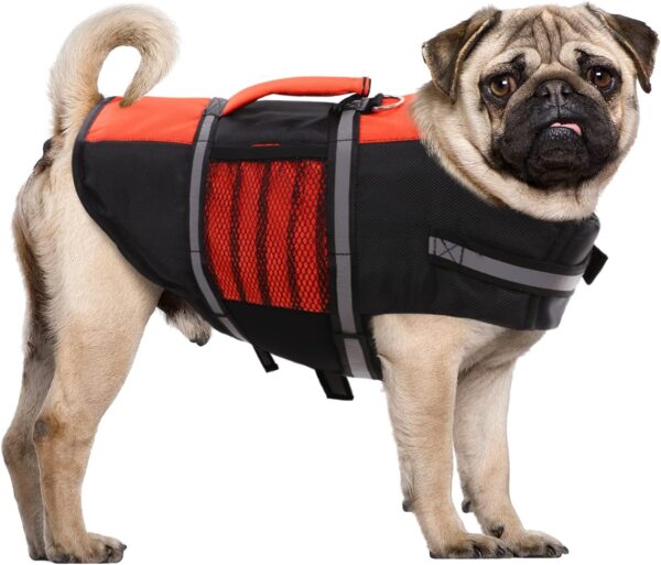 Queenmore Small Dog Life Jacket, Adjustable Pet Life Vest for Small and Medium Dogs with High Buoyancy, Rescue Handle, Reflective Bands for Boating, Canoeing, Swimming - Image 9