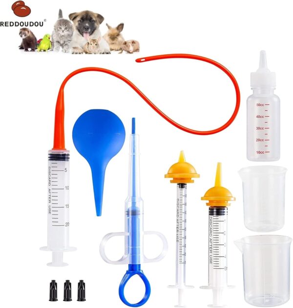 Pet Nursing Kit, Dog Cat Feeding Syringe Nipple Bottles, Pet Pill Gun Dispenser, Puppy Kitten Tube Feeding Kit 10Fr Size - Image 6