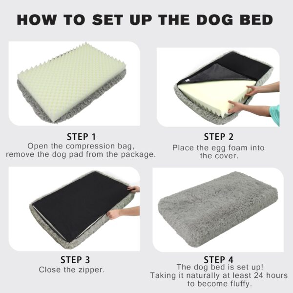 MIHIKK Large Dog Bed, Orthopedic Egg Crate Foam Dog Bed with Removable Washable Cover, Waterproof Dog Mattress Nonskid Bottom, Comfy Anti Anxiety Pet Bed Mat, 35x22 inch, Gray - Image 6