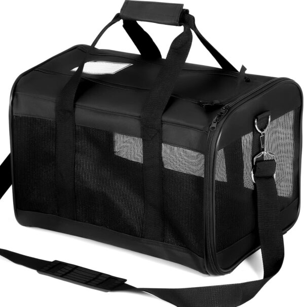 Cat Dog Pet Carrier for Medium to Large Cats (20+ lbs) and Small Dogs -Top Loading, Portable & Collapsible Cat Travel Bag Dual Kitten Sturdy Crate for Long Journeys - Holds Up to 15lbs