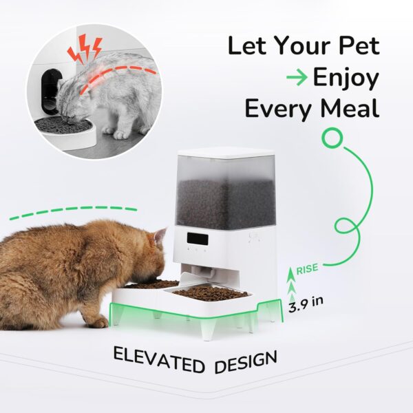 FUKUMARU Automatic Cat Feeder, WiFi Automatic Dog Feeder with Freshness Preservation, 5L Timed Cat Food Dispenser with Elevated Bowls, Up to 10 Meals Per Day, Granary Pet Feeder for Cats/Dogs - Image 4