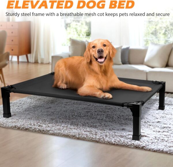 Cooling Elevated Dog Bed, Raised Dog Bed with Washable Breathable Mesh and Metal Frame, Portable Dog Cot Bed with No-Slip Feet for Outdoor and Indoor Use - Image 6