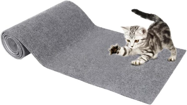 78.7”x15.8” Trimmable Cat Scratching Post Carpet Self-Adhesive Covered Cat Tree Cat Scratcher Replacement Mat DIY Shelves Steps Couch Furniture Protector,Grey …