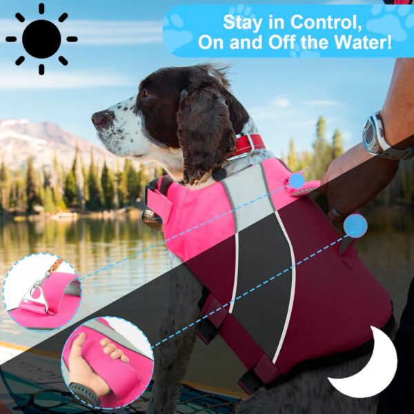 Fragralley Dog Life Jacket, Easy to Put on & Security Dog Life Vest for Swimming and Boating, Reflective Adjustable Dog Life Preservers for Small Medium Large Dogs - L (Double Handle) - Image 5