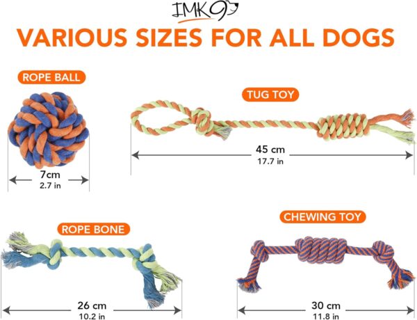 Dog Chew Rope Toys – Set Of 4 Ropes - For Large, Small Teething Pets – All Puppy Breeds Aggressive Chewers – 100% Cotton for Natural Floss – With Ball, Tough Teething Rope, Tug-Of-War & Fetching Bone - Image 4