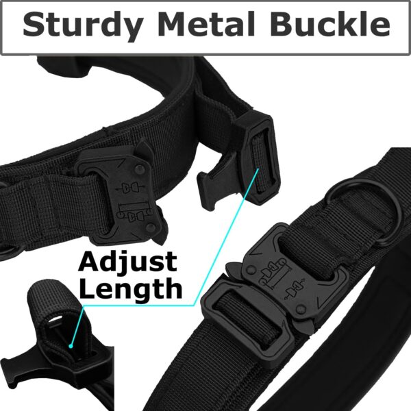 Dog Tactical Collar Military Dog Training Collar Control Handle and Heavy Metal Buckle for Medimum Large Dog Training Behavior Aids Black XL - Image 2