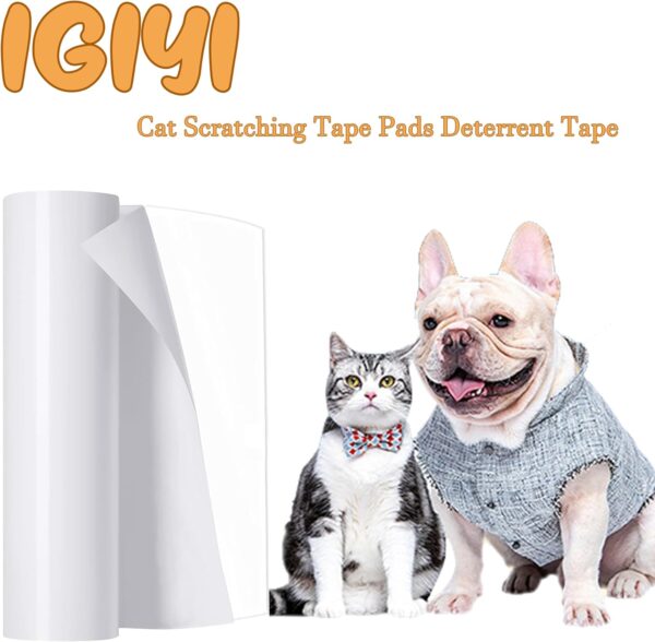 Cat Scratching Pads Deterrent Tape Furniture Protector, 7.87IN x 16.4FT Thicked 100% Transparent Self Adhesive Single Side Couch Guard from Cat Dog, Pet Training Sticky Tape No Pins - Image 6