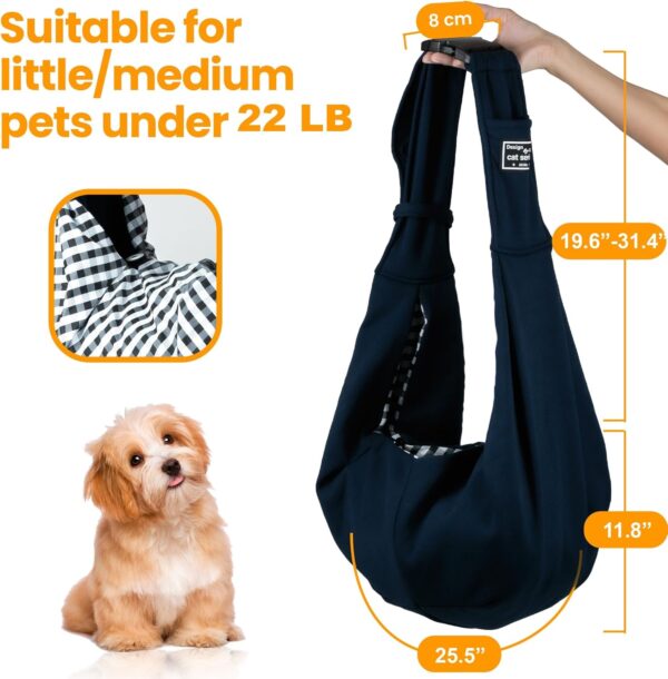 Abrasfba Pet Dog Sling Carrier - Reversible Soft Cat Carrier, Comfortable Dog Carriers for Small Dogs, Adjustable Strap, Fits 10-16 lb, Hands-Free Blue Puppy Carrier for Walking, Travel, and Outdoors - Image 3