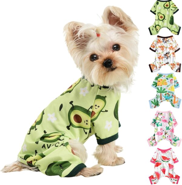 Dog Clothes for Small Dogs Boy Girl, Dog Pajamas Tiny Chihuahua Yorkie Spring Summer Shirt, Cute Puppy Outfit Pjs Jumpsuit Cat Onesie Apparel Pet Clothes