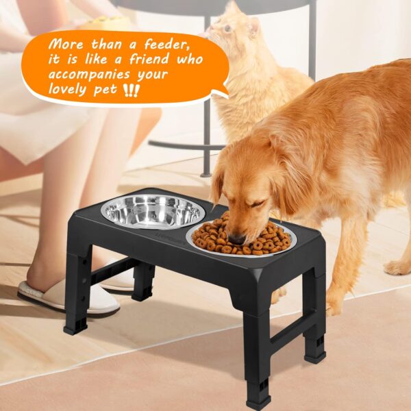 URPOWER Elevated Dog Bowls 4 Height Adjustable Raised Dog Bowl with 2 Stainless Steel Dog Food Bowls Non-Slip Dog Bowl Stand Adjusts to 3.2”, 8.7”, 10.2”, 11.8” for Small Medium Large Dogs and Pets - Image 7