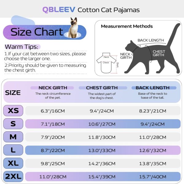 QBLEEV Hairless Cat Clothes, Cotton Cat Pajamas for Cats Only, Sphynx Cats Shirt with Four Legs, Cat Sweater Cat T-Shirt Warm Cat Onesies Jumpsuit Cat Apparel for Cornish Rex, Devon Rex, Peterbald, XS - Image 2