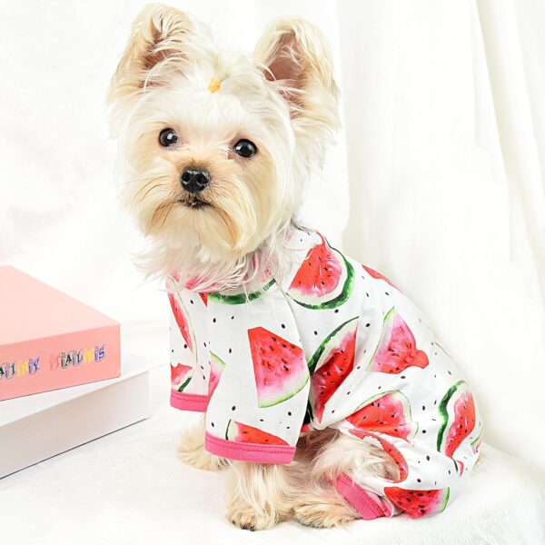 Puppy Dog Outfits Watermelon Pattern Pet Dog Pajamas Cute Pet Clothes Dog Jumpsuit Puppy Soft Dog Pajamas for Summer Pet Dog Cat - Image 5