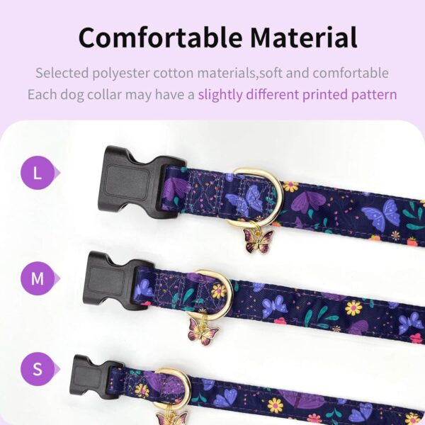 Dog Collars with Buckle Adjustable for Cute Girl Female Boy Dogs,Special Soft and Fancy Dog Pet Collar with Flower Design for Small Medium Large Dogs (S, Purple Butterfly) - Image 5