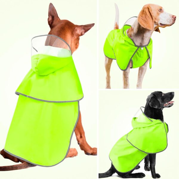 Reflective Dog Raincoat - Waterproof Dog Rain Jacket Hooded Poncho Lightweight Dog Rain Coat with Transparent Cap Brim (Small, Green) - Image 7