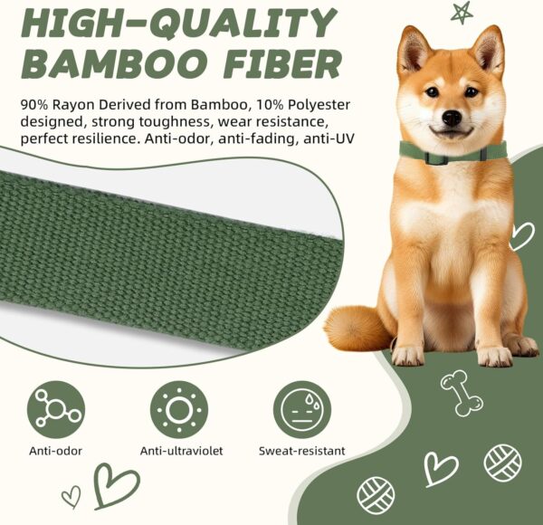 Olive Green Dog Collar,90% Rayon Derived from Bamboo, 10% Polyester Dog Collar for Small Dogs, Adjustable Dog Collar with Quick Release Buckle, Easy Wear Small Dog Collar - Image 3