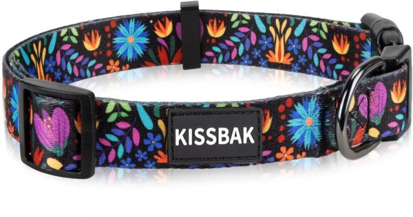 KISSBAK Dog Collar for Small Dogs - Special Design Cute Girl Dog Pet Collar Soft Adjustable Fancy Floral Girl Puppy Dog Collars (S, Floral Purple)