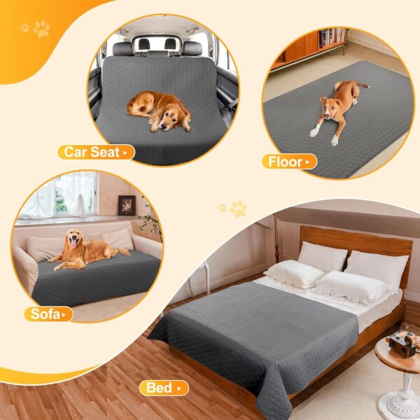 2 Pack Waterproof Dog Bed Cover Blanket Non Slip Couch Cover for Pets Large Dog Cat Kids Children Sofa Furniture Protector(82"×102", Dark Grey) - Image 5