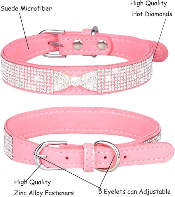 Bling Dog Collars for Small Dogs, Rhinestone Pet Collars, Pink Diamond Puppy Collar for XXS XS Small Medium Large Female Dogs Girl Cats - Image 4