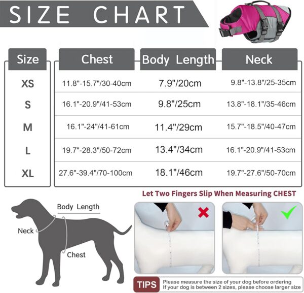 Dogcheer Dog Life Jacket, Sports Style Dog Life Vest for Swimming Boating, Reflective & Adjustable Puppy Life Jacket Floating Swim Vest Pet Life Preserver Swimsuit Small Medium Large Dogs(Pink, XS) - Image 6