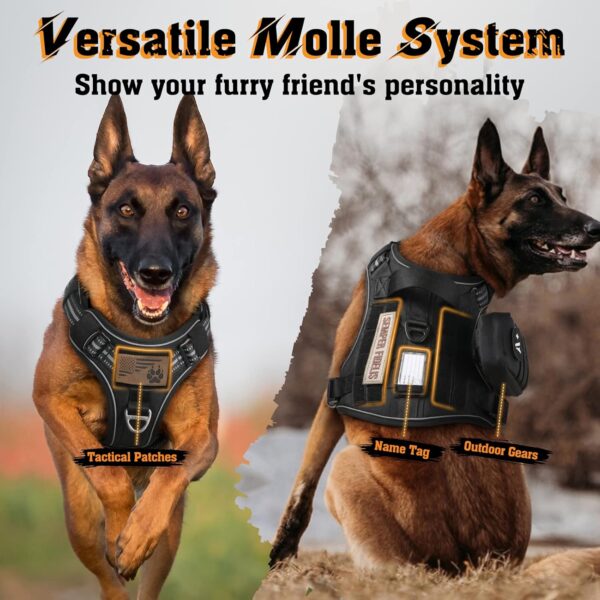 rabbitgoo Dog Harness for Large Dogs No Pull, Tactical Service Dog Vest with Molle and Control Handle, Adjustable and Reflective Military Pet Harness for Easy Walking and Training, Black, XL - Image 7