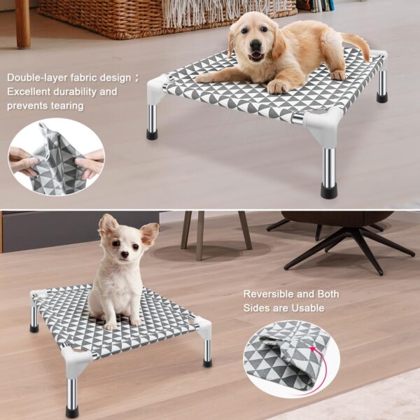 Elevated Outdoor Dog Bed Updated Raised Pet Cot Cooling Puppy Bed Lifted Dog Bed for Small Pets|Indoor Detachable Raised Dog Bed with Non-Slip Feet,Double-layer Cloth(S) - Image 3