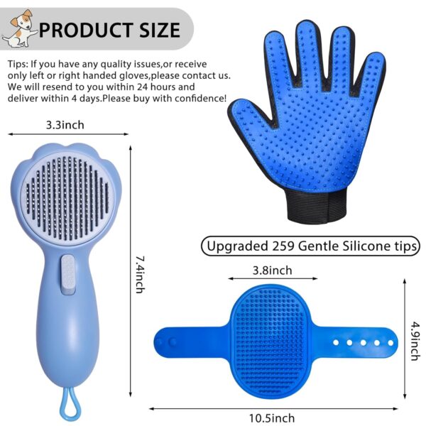 Cat Grooming Glove Brush,Self-Cleaning Slicker Pet Brush for Short and Long Haired Pets,Dog Bath Brush for Shedding and Grooming,Removes Loose Hair and Tangles,Promote Circulation - Image 2