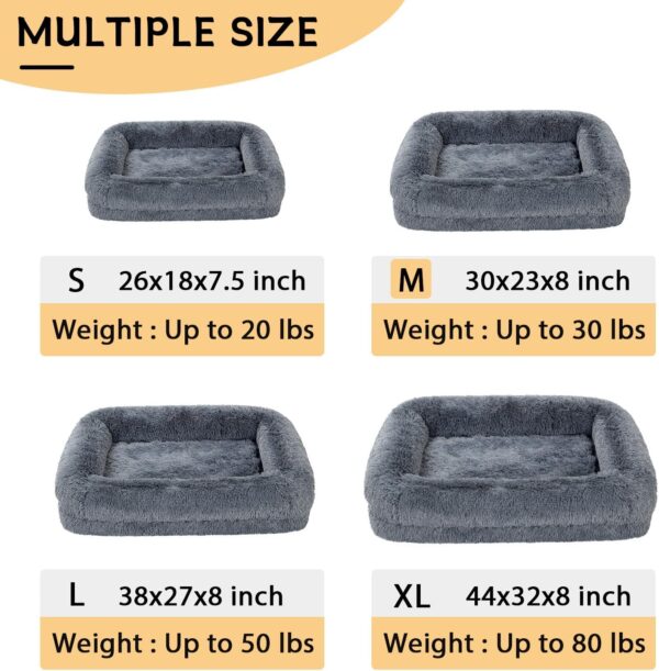 2 in 1 Calming Dog Beds for Medium Dogs, Dual Layer Orthopedic Egg Crate Foam & Memory Foam Faux Fur Shag Pet Mattress Warming Rectangle Cuddle Bed Comfy Anti Anxiety, Washable Cover Anti-Slip - Image 2