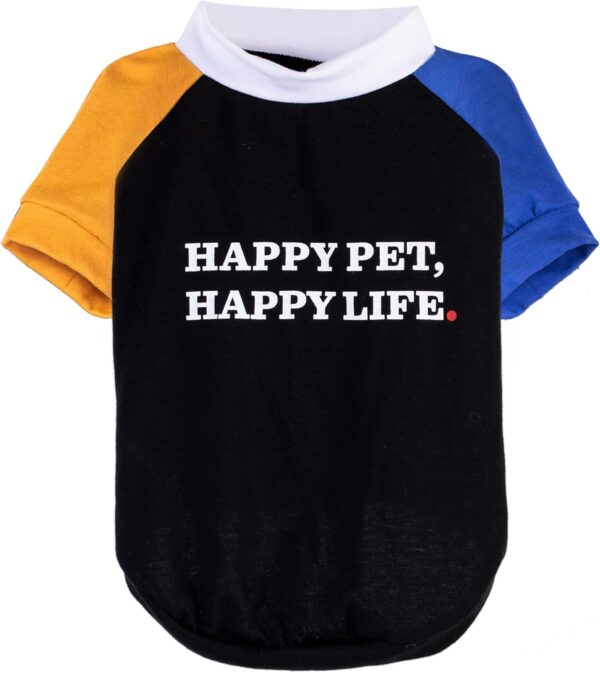 The Dodo Happy Pet Happy Life Dog T-Shirt, Black Colorblock, Size Medium, Everyday Apparel for Dogs, Cute Dog Tee, Cute Clothes for Dogs, The Dodo for Dogs Collection