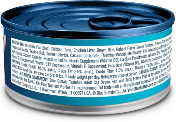 Blue Buffalo Tastefuls Wet Cat Food Paté, Made with Natural Ingredients | Ocean Fish and Tuna Entrée, 5.5-oz. Cans (24 Count) - Image 2