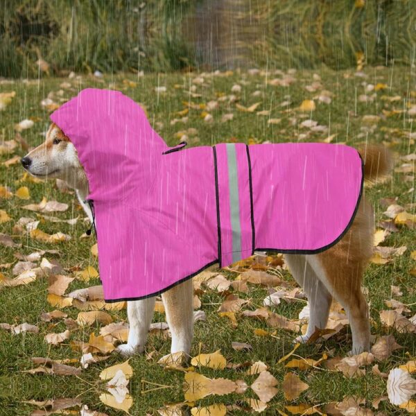 Waterproof Dog Raincoats - Hooded Raincoats for Dogs, Adjustable Reflective Dog Rain Coat, Windproof Dog Rain Jacket Pet Rain Slicker Poncho for Small, Medium, Large Dogs (X-Large, PINK) - Image 4