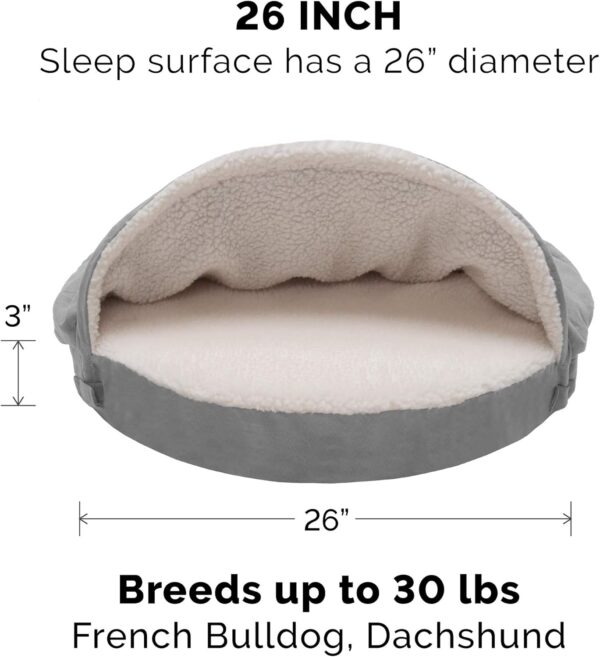 Furhaven 26" Round Orthopedic Dog Bed for Medium/Small Dogs w/ Removable Washable Cover, For Dogs Up to 30 lbs - Sherpa & Suede Snuggery - Gray, 26-inch - Image 2