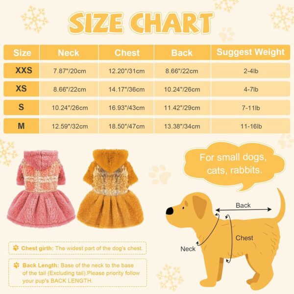 Fleece Dog Dresses for Small Dogs Girl, Dog Sweater Dress Hoodie, Winter Girls Dog Clothes, Pet Clothes Chihuahua Clothes, Dog Outfits Dog Apparel (Small, Yellow) - Image 6