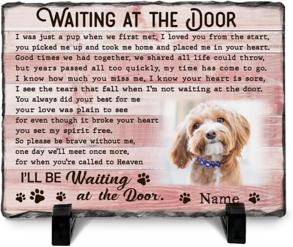 Waiting At The Door Dog Memorial, Personalized Memorial Gifts for Loss of Dog, Dog Memorial Stone, Pet Memorial Gifts, Pet Loss Gifts - Personalized Keepsake for Beloved Dog or Cat - Image 8