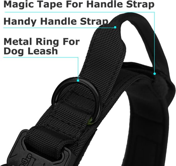 Dog Tactical Collar Military Dog Training Collar Control Handle and Heavy Metal Buckle for Medimum Large Dog Training Behavior Aids Black XL - Image 3