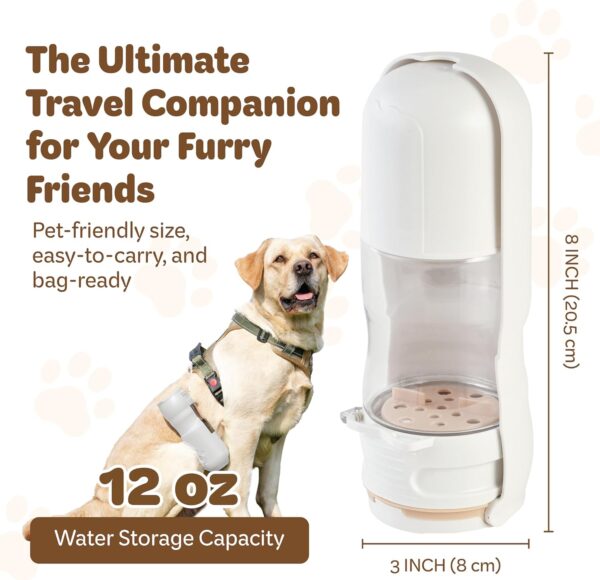 Desired Things Portable Pet Food and Water Dispenser, 2 in 1 Cat & Small Dog Water Bottle & Food Container, Lightweight, BPA Free Pet Water Bottle Traveling Essentials for Walking & Hiking - White - Image 2