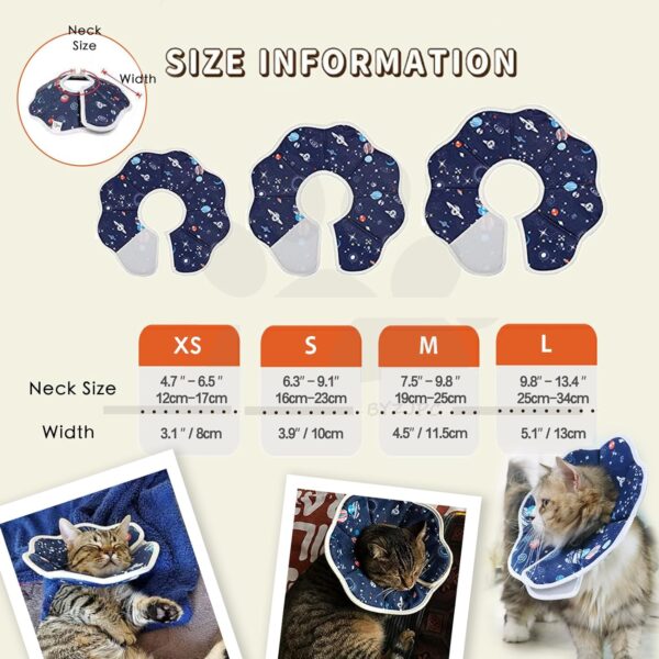 Soft Cat Recovery Collar,Adjustable Cat Cone,Cat Protective Cone Collar After Surgery,for Cats (Starry Sky, M) - Image 6