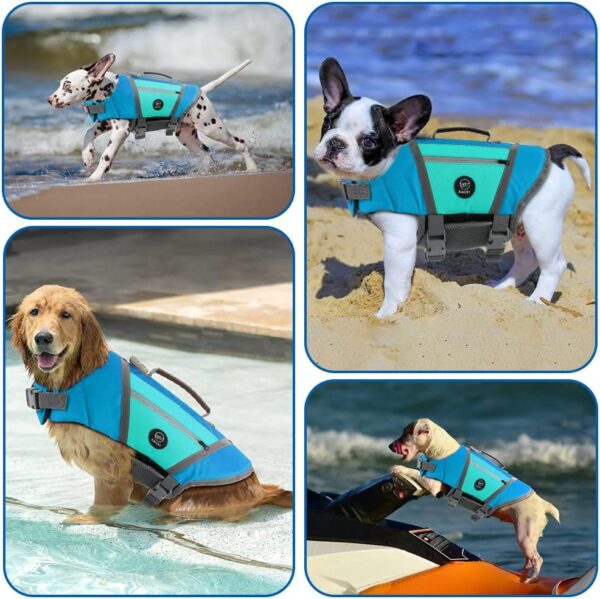 EMUST Dog Life Vests for Swimming, Adjustable Dog Life Jackets for Small Dogs with Hook & Loop, Reflective Dog Swim Vest with Quick-Release Buckles for Bulldogs, Dachshunds, Corgis, Blue, S - Image 7