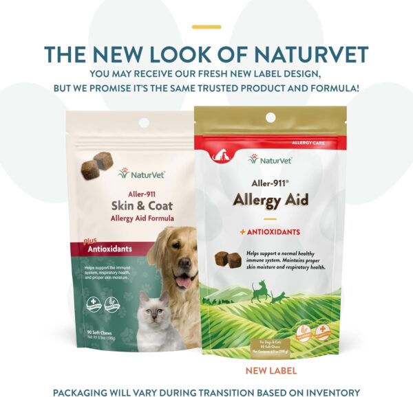 NaturVet – Aller-911 Skin & Coat Allergy Aid Plus Antioxidants – 90 Soft Chews – Supports Immune System, Skin Moisture & Respiratory Health – Enhanced with Omegas, DHA & EPA – for Dogs & Cats - Image 2