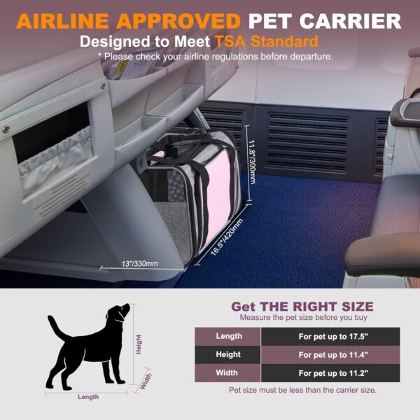 Pet Carrier Airline Approved on Wheels - Two Sided Expandable Cat Soft Carrier for Puppy and Cats Under 26lbs, Rolling Cat Carrier for Airplane, Camping, Outdoor - Image 2