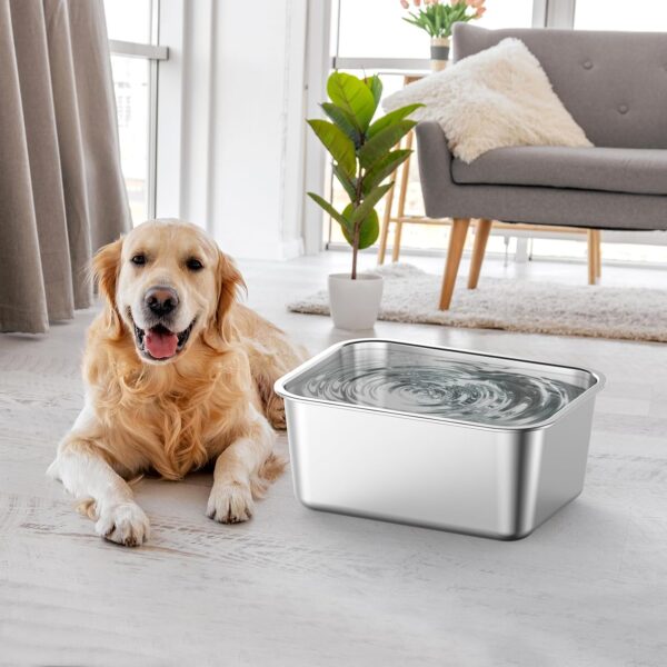 2 Gallons Large Dog Water Bowl, Extra Large Metal Dog Bowl, Stainless Steel Water Bowls for Dogs, Large Capacity Sturdy Dog Bowls Indoor Outdoor for Large, Medium Breed - Image 6