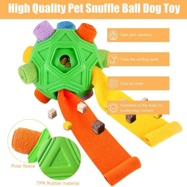 Dog Snuffle Ball-Interactive Puzzle Dog Toys Encourage Natural Foraging Skills Slow Feeder for Training and Stress Relief, Cloth Strip Hiding Food Chew Toys for Any Size Dogs, Machine Washable (Green) - Image 2