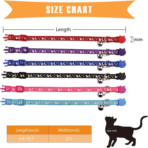 6 PCS Breakaway Cat Collars Golden Moon Cat Collars Safety Buckle Kitten Collar with Bell Glow in The Dark Cat Collars for Boy&Girl Cats - Image 5